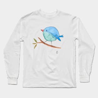 Blue bird on a branch Long Sleeve T-Shirt